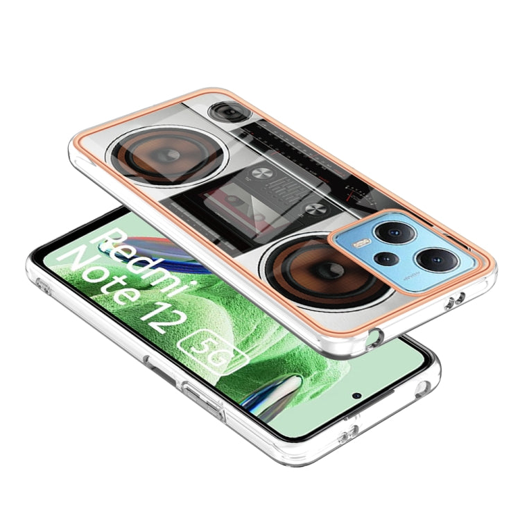 For Xiaomi Redmi Note 12 5G Global Electroplating Marble Dual-side IMD Phone Case(Retro Radio) - Xiaomi Cases by PMC TechLife | Online Shopping South Africa | PMC TechLife | Buy Now Pay Later Mobicred