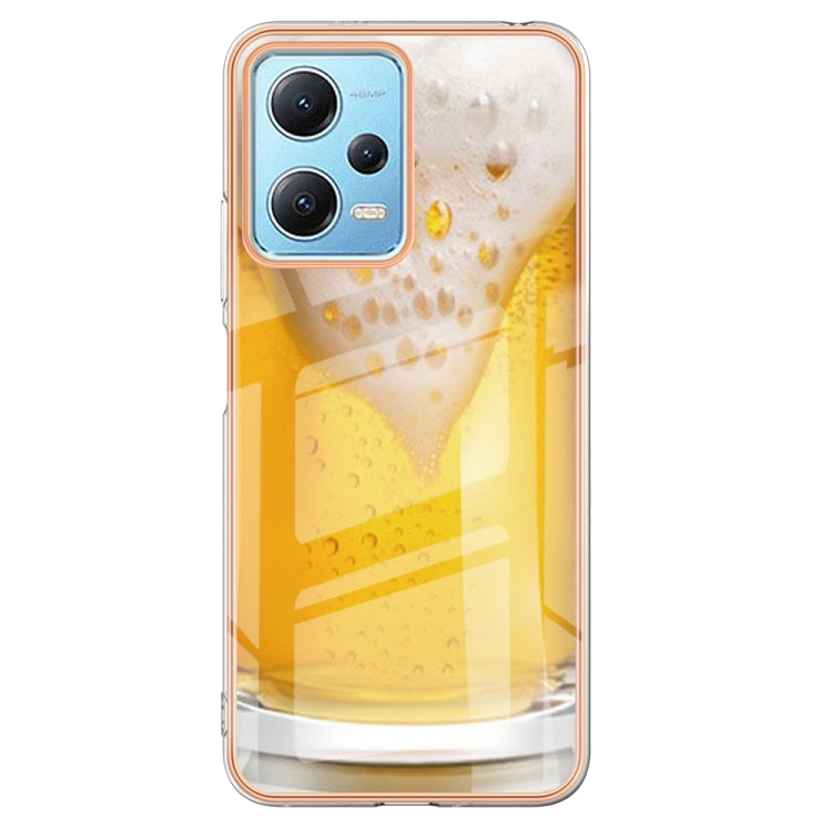 For Xiaomi Redmi Note 12 5G Global Electroplating Marble Dual-side IMD Phone Case(Draft Beer) - Xiaomi Cases by PMC TechLife | Online Shopping South Africa | PMC TechLife | Buy Now Pay Later Mobicred