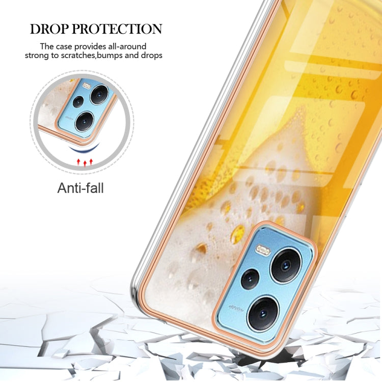 For Xiaomi Redmi Note 12 5G Global Electroplating Marble Dual-side IMD Phone Case(Draft Beer) - Xiaomi Cases by PMC TechLife | Online Shopping South Africa | PMC TechLife | Buy Now Pay Later Mobicred