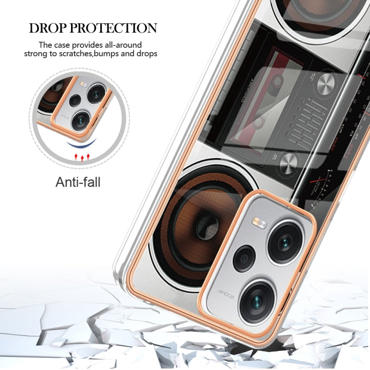 For Xiaomi Redmi Note 12 Pro+ Global Electroplating Marble Dual-side IMD Phone Case(Retro Radio) - free shipping - PMC TechLife - Order now!