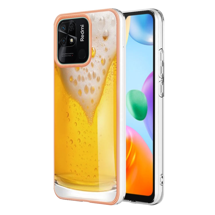 For Xiaomi Redmi 10C Electroplating Marble Dual-side IMD Phone Case(Draft Beer) - Xiaomi Cases by PMC TechLife | Online Shopping South Africa | PMC TechLife | Buy Now Pay Later Mobicred