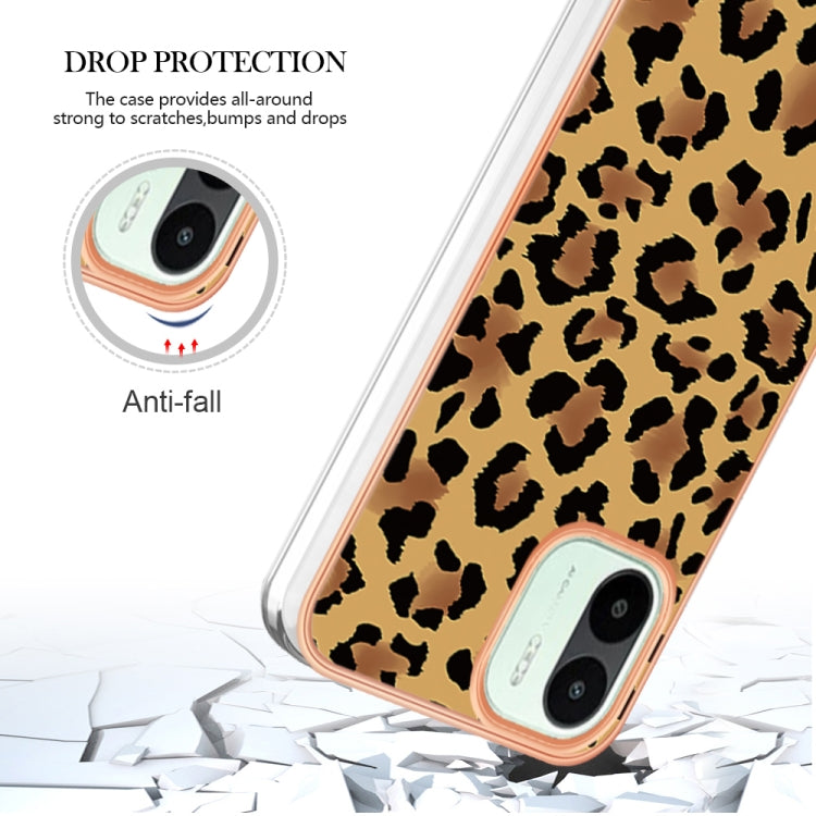 For Xiaomi Redmi A1 Electroplating Marble Dual-side IMD Phone Case(Leopard Print) - Xiaomi Cases by PMC TechLife | Online Shopping South Africa | PMC TechLife | Buy Now Pay Later Mobicred