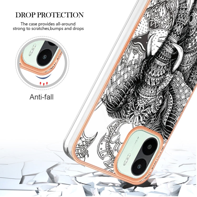 For Xiaomi Redmi A1 Electroplating Marble Dual-side IMD Phone Case(Totem Elephant) - Xiaomi Cases by PMC TechLife | Online Shopping South Africa | PMC TechLife | Buy Now Pay Later Mobicred