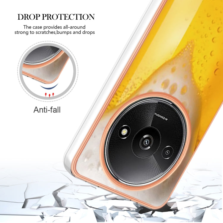 For Xiaomi Redmi A3 Electroplating Marble Dual-side IMD Phone Case(Draft Beer) - Xiaomi Cases by PMC TechLife | Online Shopping South Africa | PMC TechLife | Buy Now Pay Later Mobicred