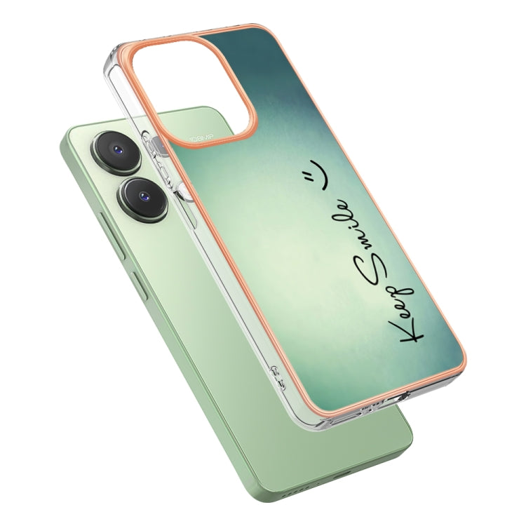 For Xiaomi Redmi Note 13 4G Global Electroplating Marble Dual-side IMD Phone Case(Smile) - Note 13 Cases by PMC TechLife | Online Shopping South Africa | PMC TechLife | Buy Now Pay Later Mobicred