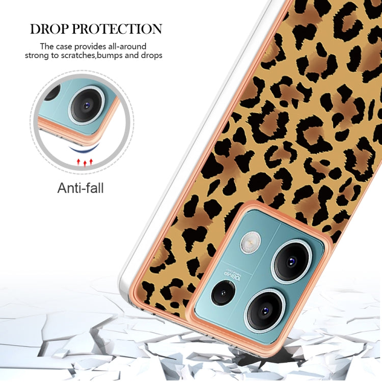 For Xiaomi Redmi Note 13 5G Electroplating Marble Dual-side IMD Phone Case(Leopard Print) - Note 13 Cases by PMC TechLife | Online Shopping South Africa | PMC TechLife | Buy Now Pay Later Mobicred