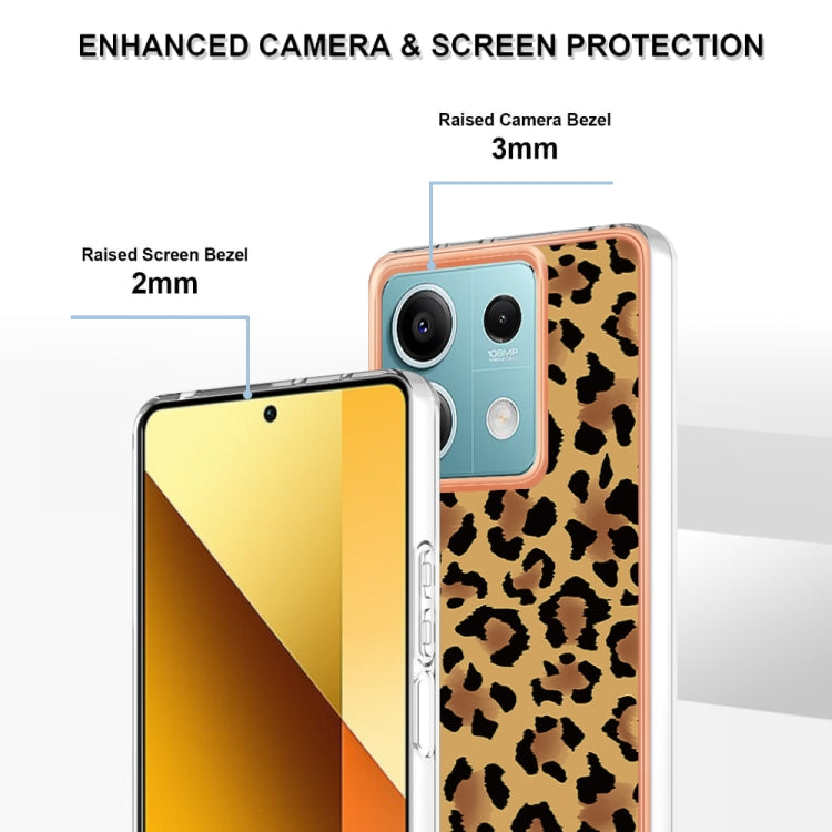For Xiaomi Redmi Note 13 5G Electroplating Marble Dual-side IMD Phone Case(Leopard Print) - Note 13 Cases by PMC TechLife | Online Shopping South Africa | PMC TechLife | Buy Now Pay Later Mobicred