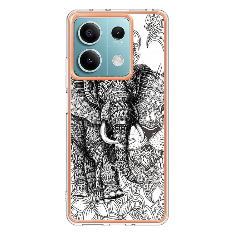For Xiaomi Redmi Note 13 5G Electroplating Marble Dual-side IMD Phone Case(Totem Elephant) - Note 13 Cases by PMC TechLife | Online Shopping South Africa | PMC TechLife | Buy Now Pay Later Mobicred