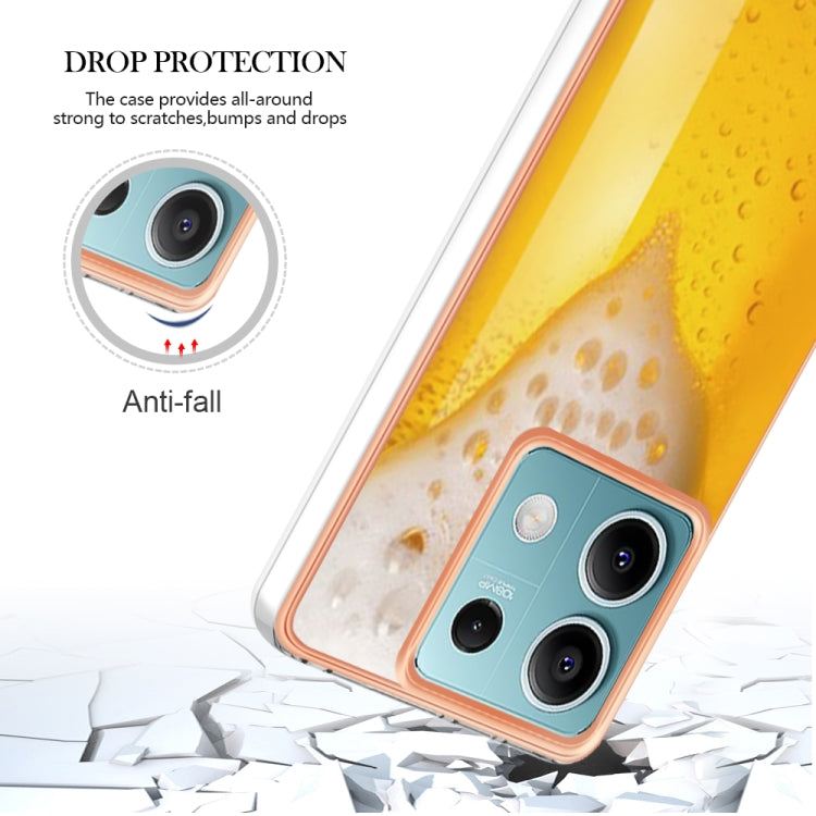 For Xiaomi Redmi Note 13 5G Electroplating Marble Dual-side IMD Phone Case(Draft Beer) - Note 13 Cases by PMC TechLife | Online Shopping South Africa | PMC TechLife | Buy Now Pay Later Mobicred