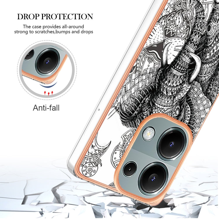 For Xiaomi Redmi Note 13 Pro 4G/Poco M6 Pro 4G Electroplating Marble Dual-side IMD Phone Case(Totem Elephant) - Note 13 Pro Cases by PMC TechLife | Online Shopping South Africa | PMC TechLife | Buy Now Pay Later Mobicred