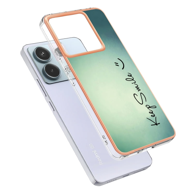 For Xiaomi Redmi Note 13 Pro 5G Global Electroplating Marble Dual-side IMD Phone Case(Smile) - Note 13 Pro Cases by PMC TechLife | Online Shopping South Africa | PMC TechLife | Buy Now Pay Later Mobicred