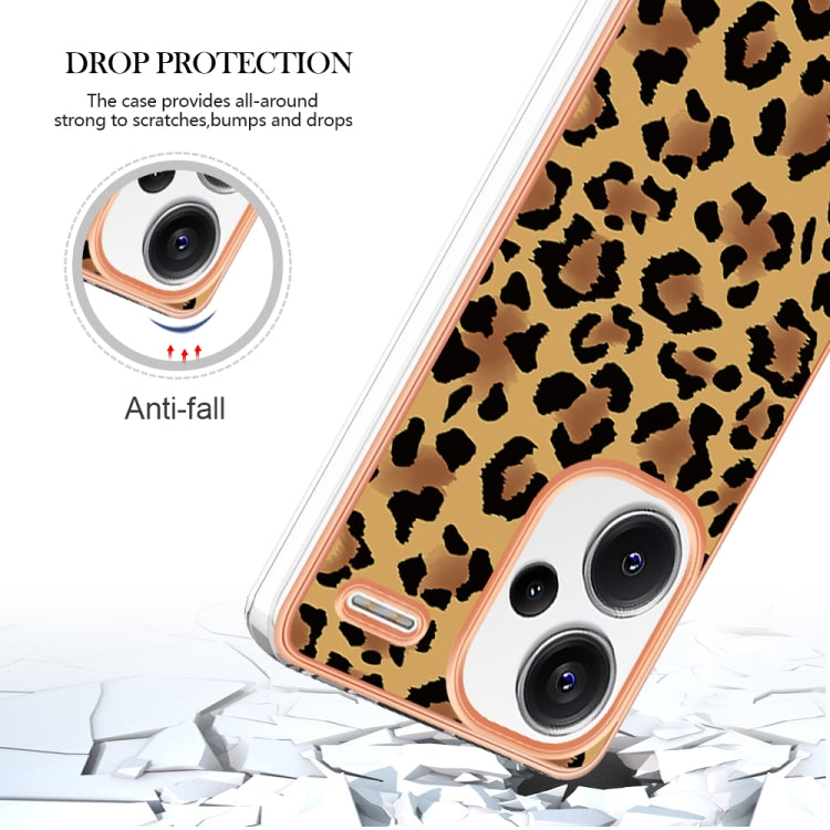 For Xiaomi Redmi Note 13 Pro+ 5G Electroplating Marble Dual-side IMD Phone Case(Leopard Print) - Note 13 Pro+ Cases by PMC TechLife | Online Shopping South Africa | PMC TechLife | Buy Now Pay Later Mobicred