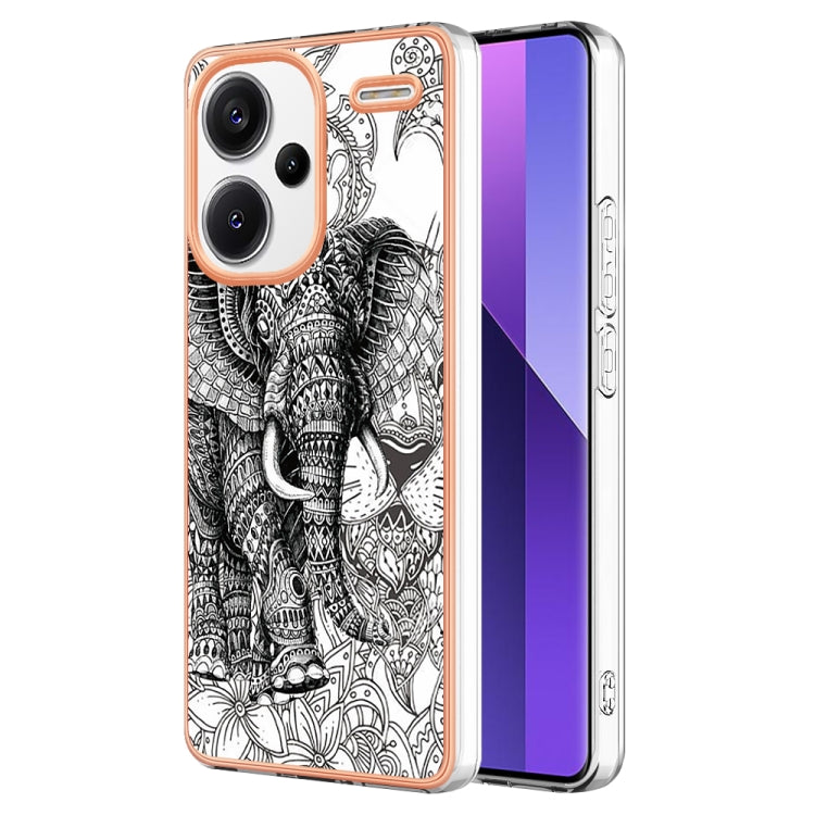 For Xiaomi Redmi Note 13 Pro+ 5G Electroplating Marble Dual-side IMD Phone Case(Totem Elephant) - Note 13 Pro+ Cases by PMC TechLife | Online Shopping South Africa | PMC TechLife | Buy Now Pay Later Mobicred