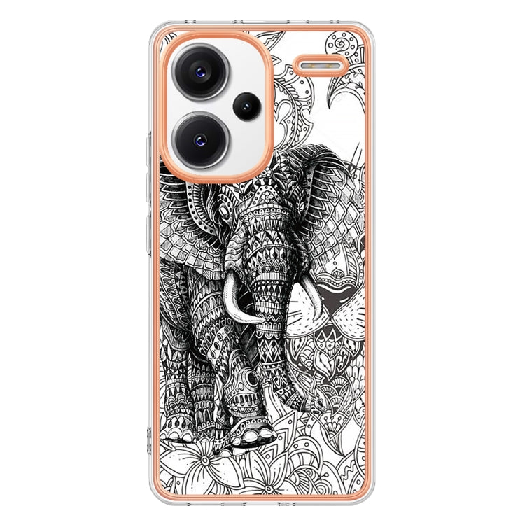 For Xiaomi Redmi Note 13 Pro+ 5G Electroplating Marble Dual-side IMD Phone Case(Totem Elephant) - Note 13 Pro+ Cases by PMC TechLife | Online Shopping South Africa | PMC TechLife | Buy Now Pay Later Mobicred