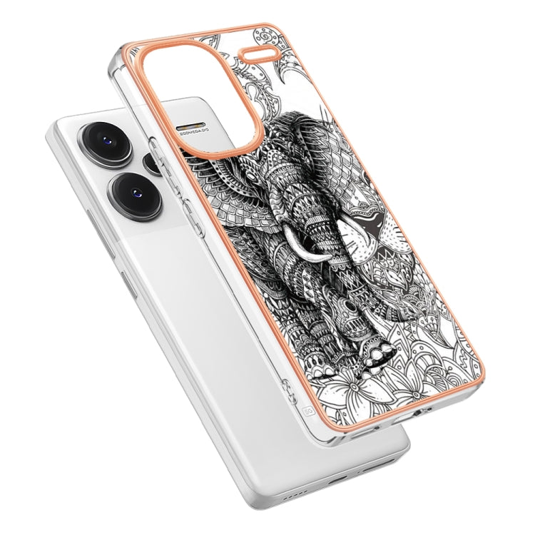 For Xiaomi Redmi Note 13 Pro+ 5G Electroplating Marble Dual-side IMD Phone Case(Totem Elephant) - Note 13 Pro+ Cases by PMC TechLife | Online Shopping South Africa | PMC TechLife | Buy Now Pay Later Mobicred