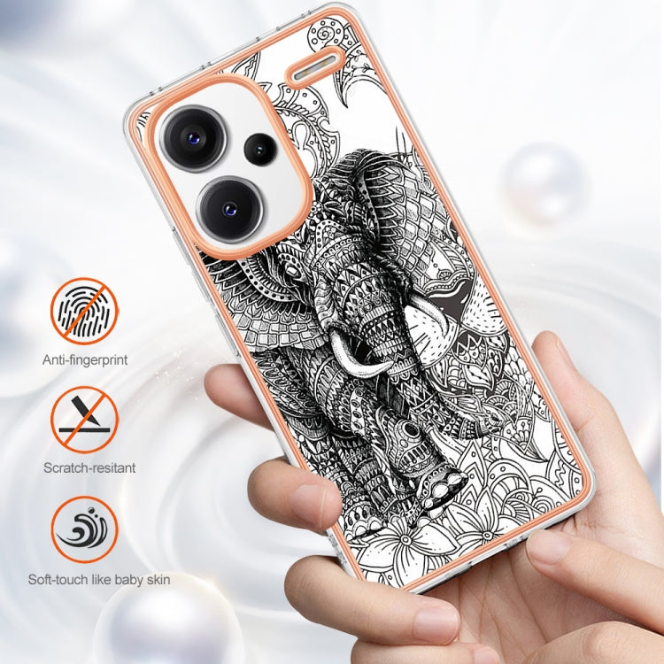 For Xiaomi Redmi Note 13 Pro+ 5G Electroplating Marble Dual-side IMD Phone Case(Totem Elephant) - Note 13 Pro+ Cases by PMC TechLife | Online Shopping South Africa | PMC TechLife | Buy Now Pay Later Mobicred