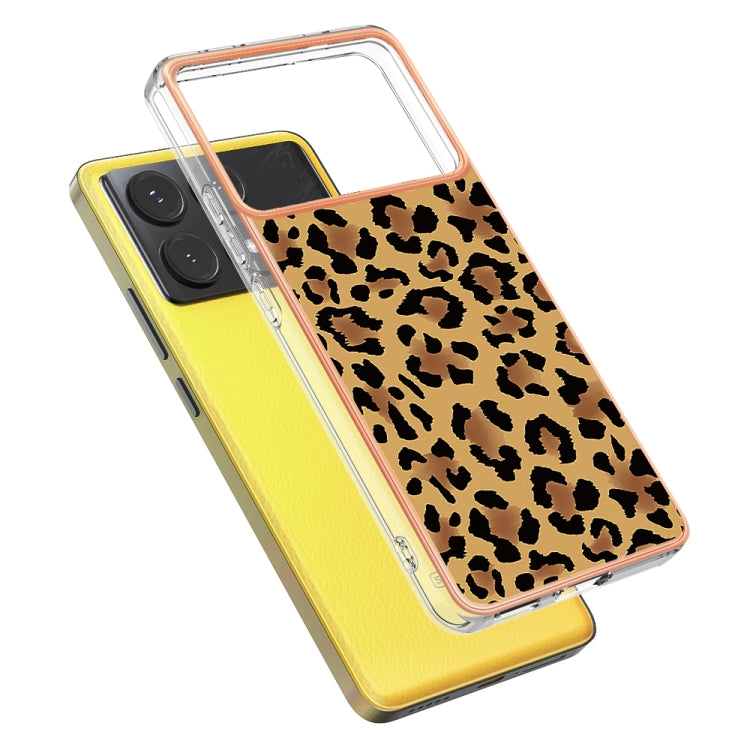 For Xiaomi Poco X6 Pro / Redmi K70E Electroplating Marble Dual-side IMD Phone Case(Leopard Print) - Xiaomi Cases by PMC TechLife | Online Shopping South Africa | PMC TechLife | Buy Now Pay Later Mobicred