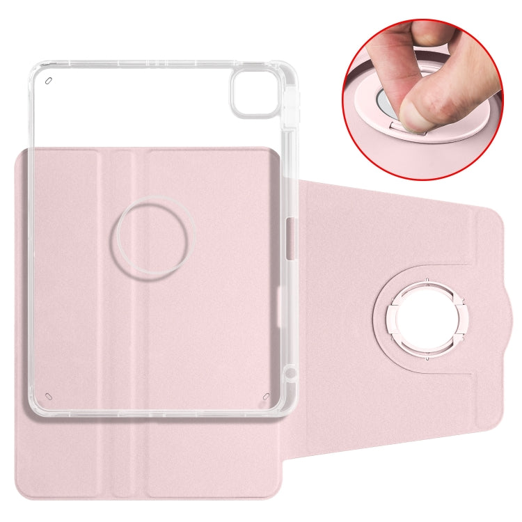 For iPad Air 13 2024 Clear Acrylic 360 Rotation Detachable Leather Tablet Case(Pink) - iPad Air 13 2024 Cases by PMC TechLife | Online Shopping South Africa | PMC TechLife | Buy Now Pay Later Mobicred
