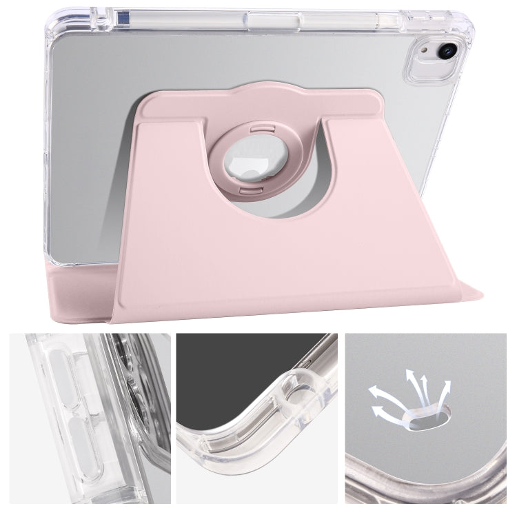 For iPad Air 13 2024 Clear Acrylic 360 Rotation Detachable Leather Tablet Case(Pink) - iPad Air 13 2024 Cases by PMC TechLife | Online Shopping South Africa | PMC TechLife | Buy Now Pay Later Mobicred