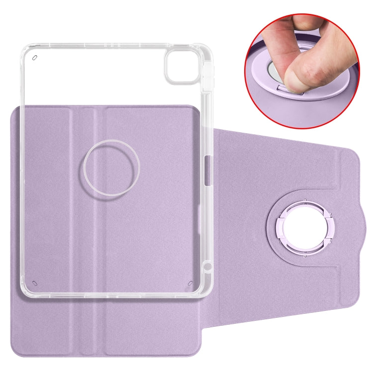 For iPad Air 13 2024 Clear Acrylic 360 Rotation Detachable Leather Tablet Case(Light Purple) - iPad Air 13 2024 Cases by PMC TechLife | Online Shopping South Africa | PMC TechLife | Buy Now Pay Later Mobicred