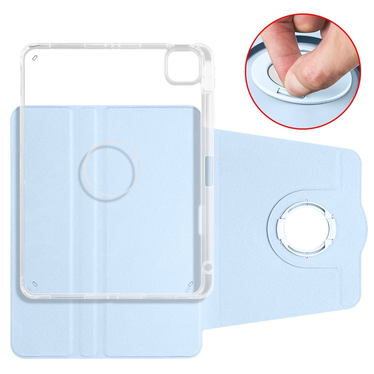 For iPad Pro 11 2024 Clear Acrylic 360 Rotation Detachable Leather Tablet Case(Ice Blue) - iPad Pro 11 2024 Cases by PMC TechLife | Online Shopping South Africa | PMC TechLife | Buy Now Pay Later Mobicred