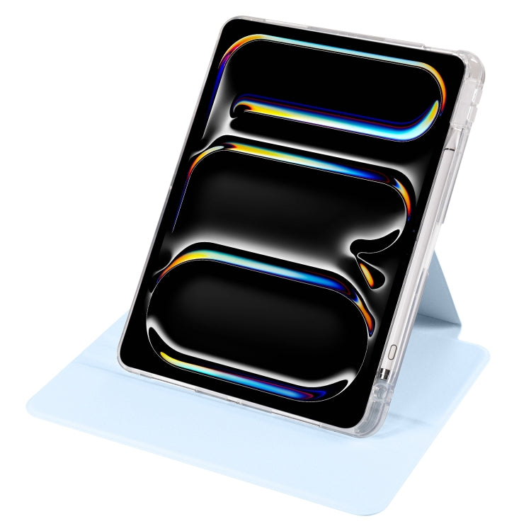 For iPad Pro 13 2024 Clear Acrylic 360 Rotation Detachable Leather Tablet Case(Ice Blue) - iPad Pro 13 2024 Cases by PMC TechLife | Online Shopping South Africa | PMC TechLife | Buy Now Pay Later Mobicred