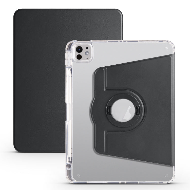 For iPad Pro 13 2024 Clear Acrylic 360 Rotation Detachable Leather Tablet Case(Black) - iPad Pro 13 2024 Cases by PMC TechLife | Online Shopping South Africa | PMC TechLife | Buy Now Pay Later Mobicred