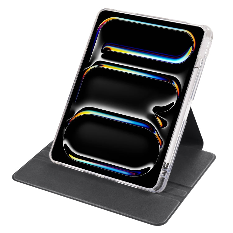 For iPad Pro 13 2024 Clear Acrylic 360 Rotation Detachable Leather Tablet Case(Black) - iPad Pro 13 2024 Cases by PMC TechLife | Online Shopping South Africa | PMC TechLife | Buy Now Pay Later Mobicred