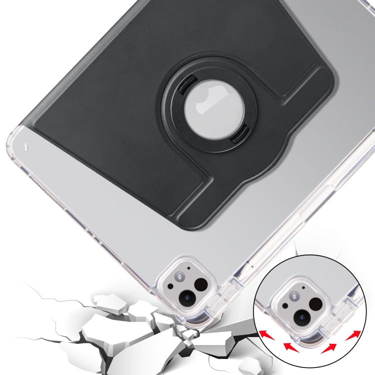 For iPad Pro 13 2024 Clear Acrylic 360 Rotation Detachable Leather Tablet Case(Black) - iPad Pro 13 2024 Cases by PMC TechLife | Online Shopping South Africa | PMC TechLife | Buy Now Pay Later Mobicred