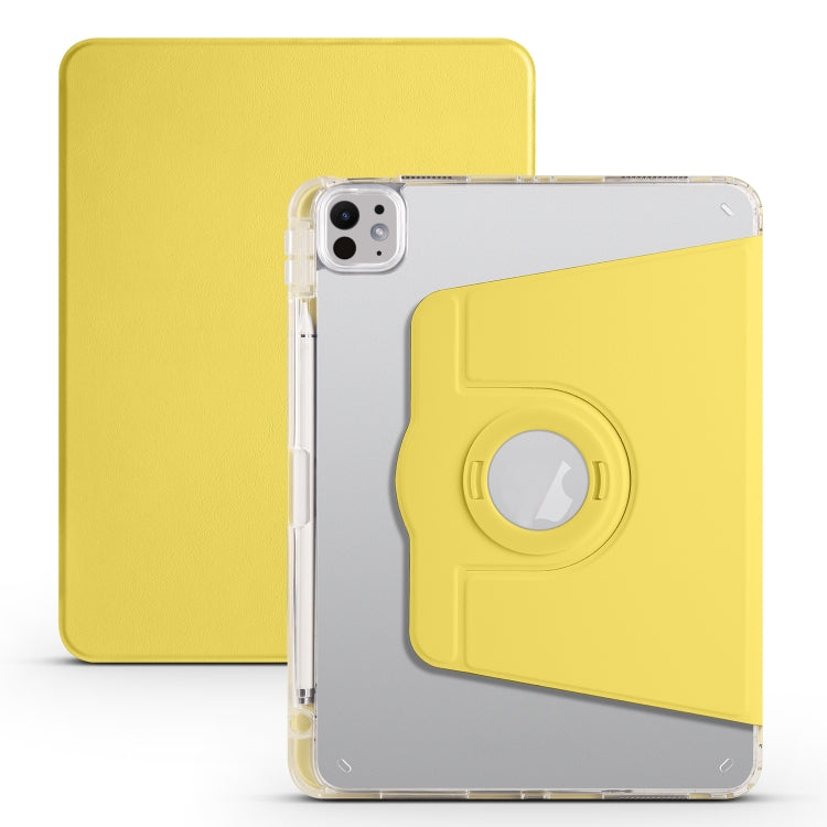 For iPad Pro 13 2024 Clear Acrylic 360 Rotation Detachable Leather Tablet Case(Yellow) - iPad Pro 13 2024 Cases by PMC TechLife | Online Shopping South Africa | PMC TechLife | Buy Now Pay Later Mobicred