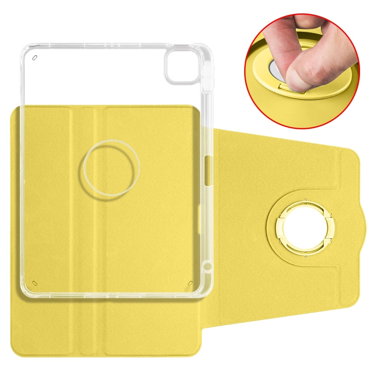 For iPad Pro 13 2024 Clear Acrylic 360 Rotation Detachable Leather Tablet Case(Yellow) - iPad Pro 13 2024 Cases by PMC TechLife | Online Shopping South Africa | PMC TechLife | Buy Now Pay Later Mobicred