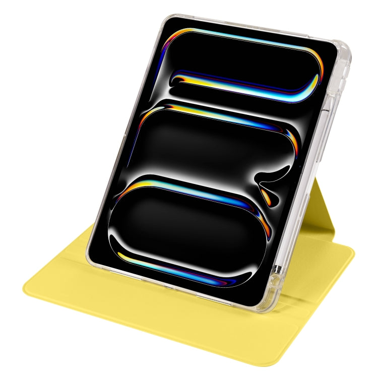 For iPad Pro 13 2024 Clear Acrylic 360 Rotation Detachable Leather Tablet Case(Yellow) - iPad Pro 13 2024 Cases by PMC TechLife | Online Shopping South Africa | PMC TechLife | Buy Now Pay Later Mobicred