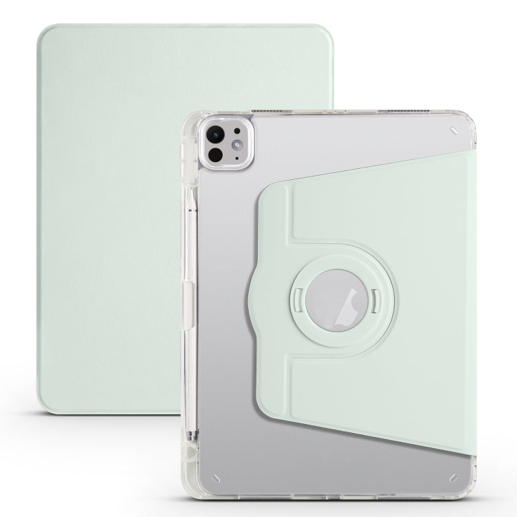 For iPad Pro 13 2024 Clear Acrylic 360 Rotation Detachable Leather Tablet Case(Light Green) - iPad Pro 13 2024 Cases by PMC TechLife | Online Shopping South Africa | PMC TechLife | Buy Now Pay Later Mobicred