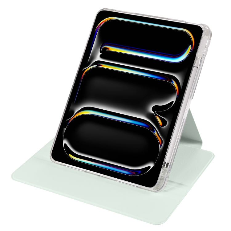 For iPad Pro 13 2024 Clear Acrylic 360 Rotation Detachable Leather Tablet Case(Light Green) - iPad Pro 13 2024 Cases by PMC TechLife | Online Shopping South Africa | PMC TechLife | Buy Now Pay Later Mobicred