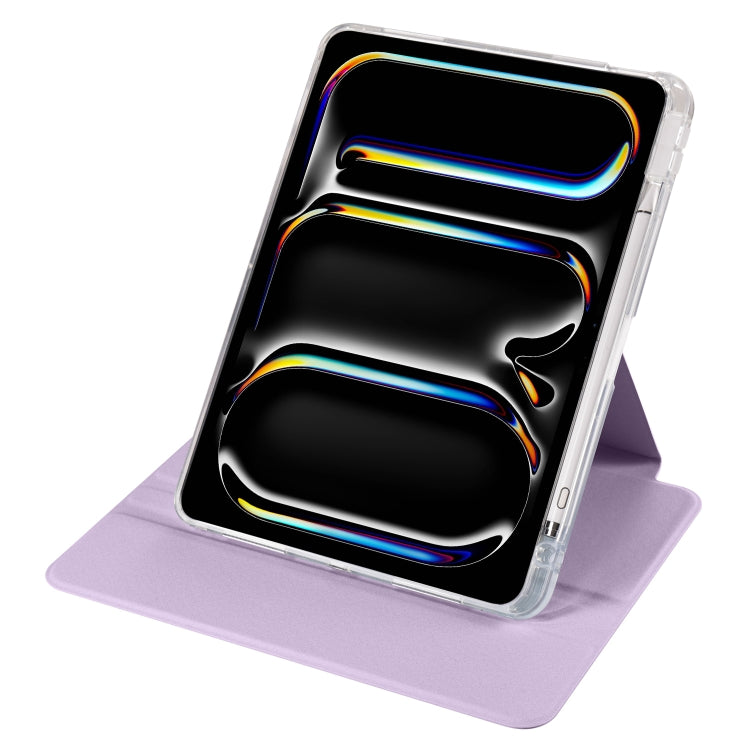 For iPad Pro 13 2024 Clear Acrylic 360 Rotation Detachable Leather Tablet Case(Light Purple) - iPad Pro 13 2024 Cases by PMC TechLife | Online Shopping South Africa | PMC TechLife | Buy Now Pay Later Mobicred