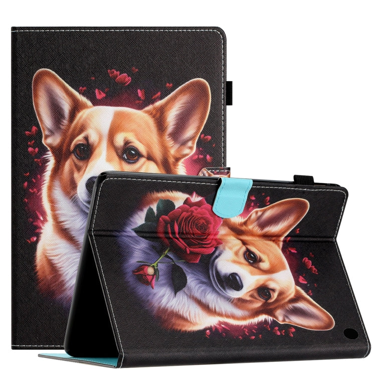 For Amazon Kindle Fire Max 11 Coloured Drawing Stitching Smart Leather Tablet Case(Corgi) - Amazon by PMC TechLife | Online Shopping South Africa | PMC TechLife | Buy Now Pay Later Mobicred