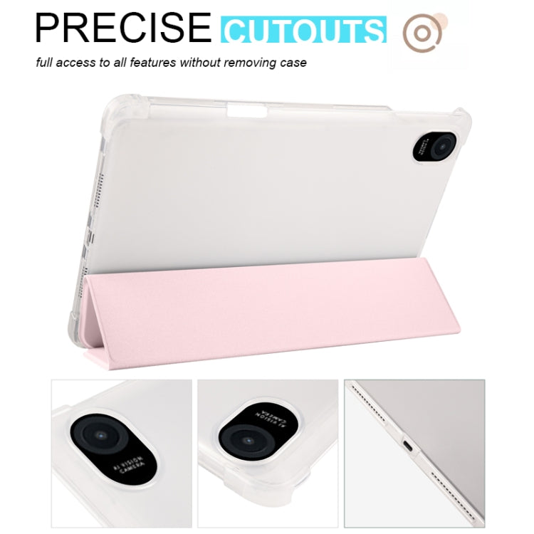For Honor Pad 8 3-folding Transparent TPU Smart Leather Tablet Case(Ice Pink) - Honor by PMC TechLife | Online Shopping South Africa | PMC TechLife | Buy Now Pay Later Mobicred