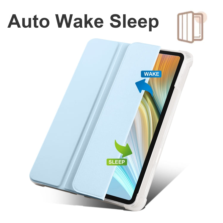 For Honor Pad 8 3-folding Transparent TPU Smart Leather Tablet Case(Ice Blue) - Honor by PMC TechLife | Online Shopping South Africa | PMC TechLife | Buy Now Pay Later Mobicred