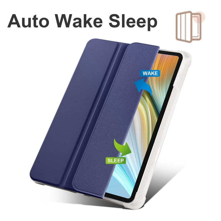 For Honor Pad 8 3-folding Transparent TPU Smart Leather Tablet Case(Dark Blue) - Honor by PMC TechLife | Online Shopping South Africa | PMC TechLife | Buy Now Pay Later Mobicred