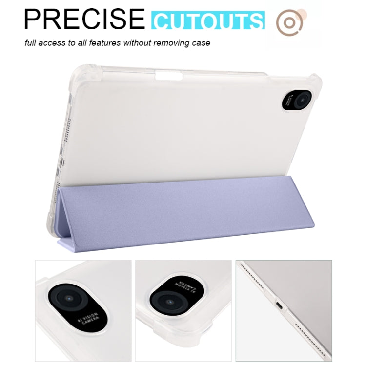 For Honor Pad 8 3-folding Transparent TPU Smart Leather Tablet Case(Purple) - free shipping - PMC TechLife - Order now!