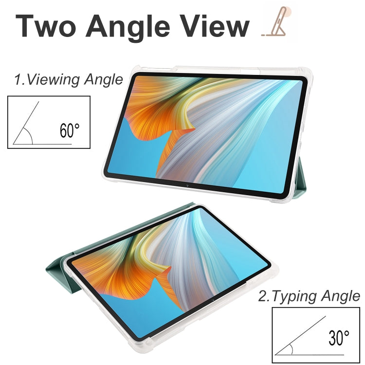 For Honor Pad 8 3-folding Transparent TPU Smart Leather Tablet Case(Green) - Honor by PMC TechLife | Online Shopping South Africa | PMC TechLife | Buy Now Pay Later Mobicred