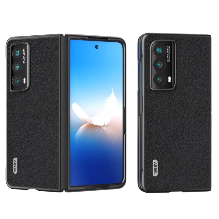 For Honor Magic Vs2 ABEEL Genuine Leather + PC Litchi Texture Phone Case(Black) - Honor Cases by PMC TechLife | Online Shopping South Africa | PMC TechLife | Buy Now Pay Later Mobicred