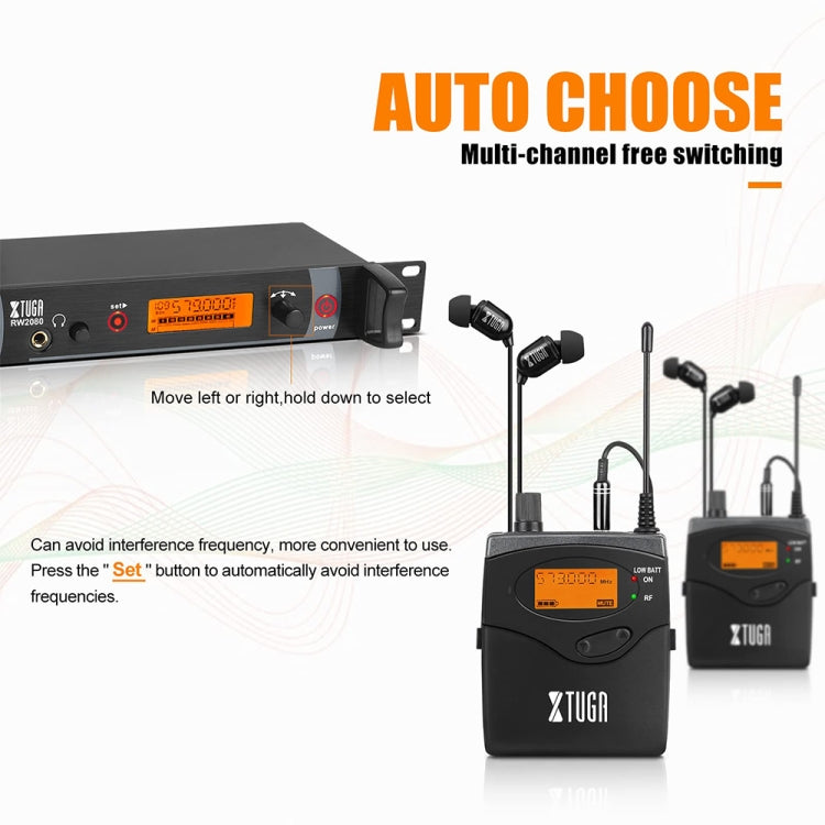 XTUGA RW2080 UHF Wireless Stage Singer In-Ear Monitor System 10 BodyPacks(US Plug) - Microphone by XTUGA | Online Shopping South Africa | PMc TechLife | Buy Now Pay Later Mobicred