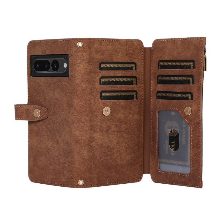 For Google Pixel 7 Pro Dream 9-Card Wallet Zipper Bag Leather Phone Case(Brown) - Google Cases by PMC TechLife | Online Shopping South Africa | PMC TechLife | Buy Now Pay Later Mobicred