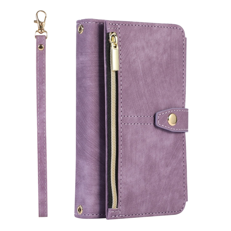 For Google Pixel Fold Dream 9-Card Wallet Zipper Bag Leather Phone Case(Purple) - Google Cases by PMC TechLife | Online Shopping South Africa | PMC TechLife | Buy Now Pay Later Mobicred