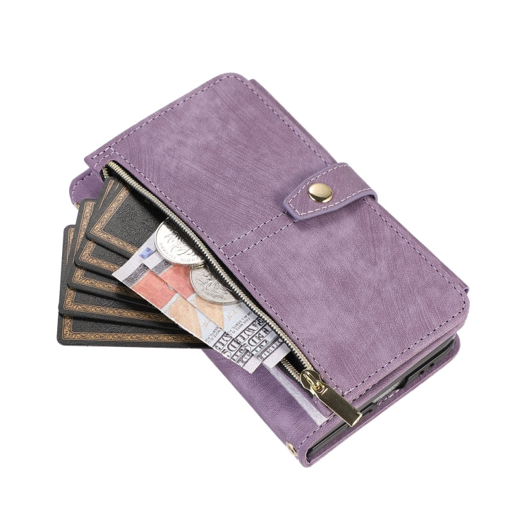 For Google Pixel Fold Dream 9-Card Wallet Zipper Bag Leather Phone Case(Purple) - Google Cases by PMC TechLife | Online Shopping South Africa | PMC TechLife | Buy Now Pay Later Mobicred