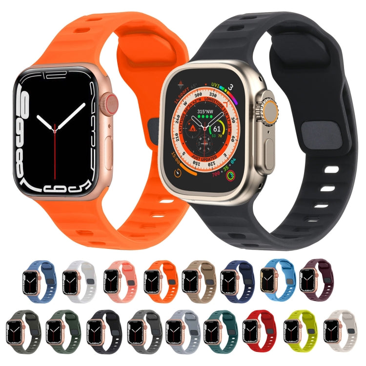 For Apple Watch Ultra 49mm Square Buckle Stripes Silicone Watch Band(Wine Red) - Watch Bands by PMC TechLife | Online Shopping South Africa | PMC TechLife