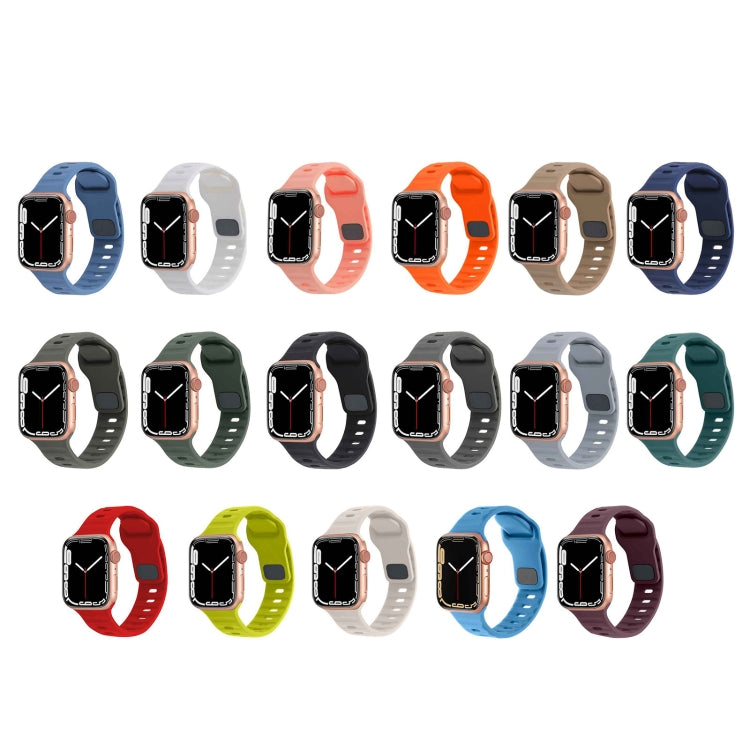 For Apple Watch Ultra 49mm Square Buckle Stripes Silicone Watch Band(Dark Green) - Watch Bands by PMC TechLife | Online Shopping South Africa | PMC TechLife