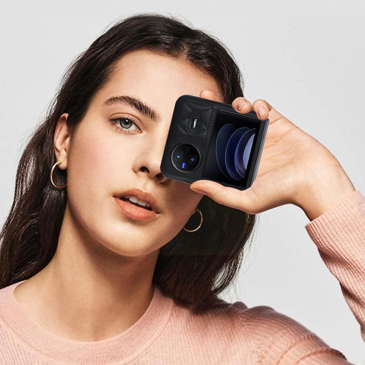 For vivo X Flip Rhombic Microfiber Folding Phone Case(Black) - free shipping - PMC TechLife - Order now!