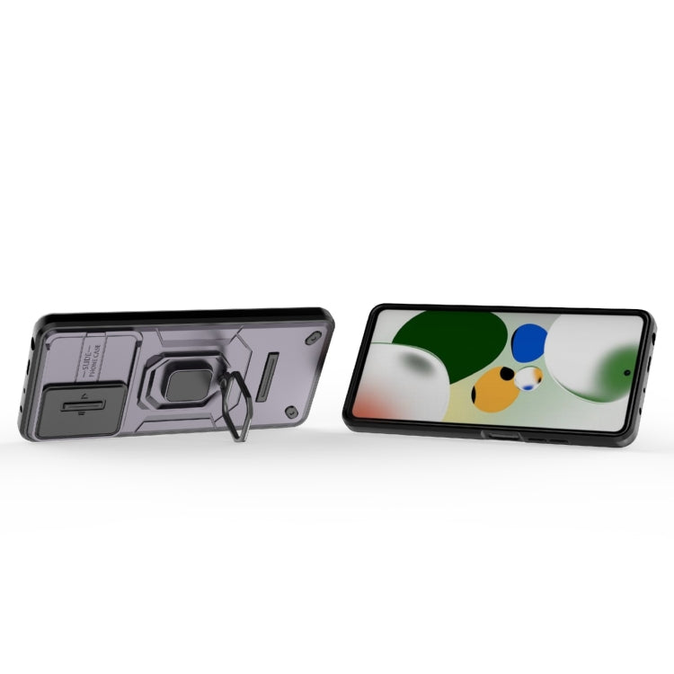 For Xiaomi Redmi Note 12 Pro 5G Global Sliding Camshield TPU + PC Shockproof Phone Case with Holder(Purple) - Xiaomi Cases by PMC TechLife | Online Shopping South Africa | PMC TechLife | Buy Now Pay Later Mobicred